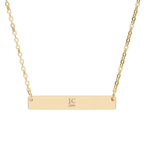 Engravable Horizontal Bar Necklace — Personalized Name Plate Pendant