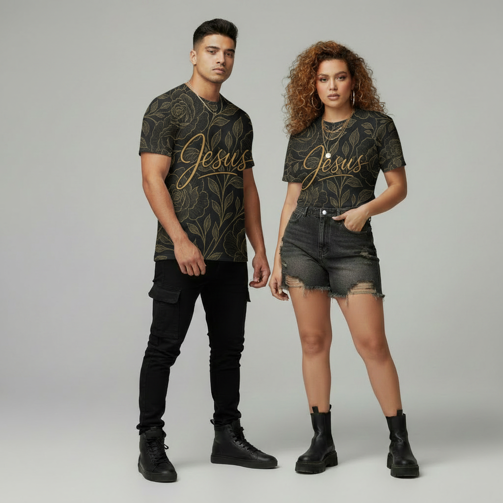 JC Luxe Floral Tee - Black