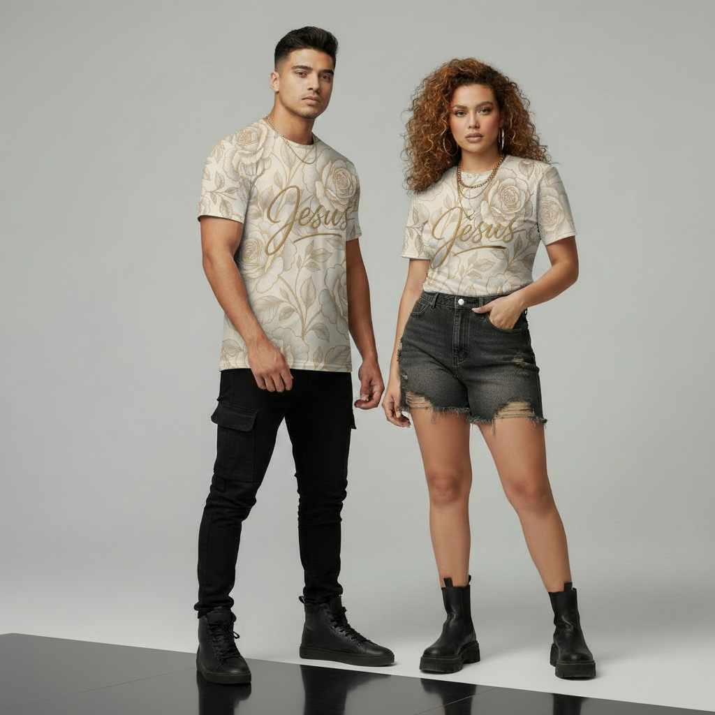 JC Luxe Floral Tee - Cream